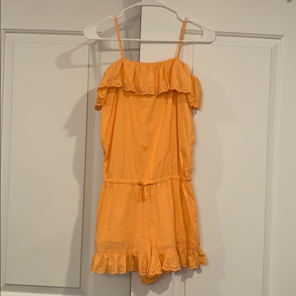 Ralph Lauren Girls Orange Ruffle Rhomper